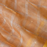 Beige Tissue  Embroidery Saree With Woven Stripes And Yellow Satin Border