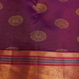 Regal Purple Kanjivaram Silk Saree With Gold Stripes