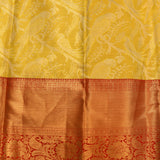 Vibrant Mustard Yellow Silk Saree With Parrot Motifs And Contrast Border