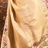 Shimmery Gold With Meenakari Floral Border Designer Tissue Saree