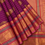 Royal Purple Kanjivaram Silk Saree With Traditional Butti And Striped Border