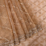 Beige Embellished Net Designer Saree