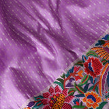 Exquisite Lavender Kanjivaram Silk Saree With Hand Embroidered Multicolor Floral Border — Premium Heirloom Collection