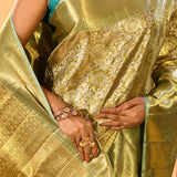 Pistachio Green Contrast Tissue Kanjivaram Silk Saree