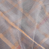 Grey Organza Saree With Gold Striped Weave & Hand Embroidered Sequin Border