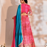 Bright Pink Tissue Silk Lehenga Set
