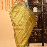 Pistachio Green Contrast Tissue Kanjivaram Silk Saree