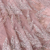 Pink Net Saree With Hand Embroidered Sequin And Bead Work