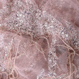 Pink Net Saree With Hand Embroidered Sequin And Bead Work
