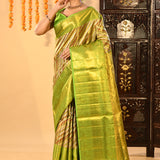 Bright Green Woven Kanjivaram Silk Saree