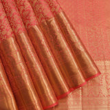 Soft Peach-Coral Floral Banarasi Silk Saree
