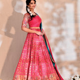 Bright Pink Tissue Silk Lehenga Set