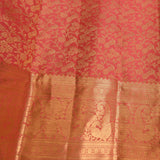 Soft Peach-Coral Floral Banarasi Silk Saree