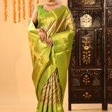 Bright Green Woven Kanjivaram Silk Saree