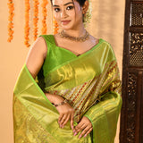 Bright Green Woven Kanjivaram Silk Saree