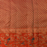 Teal Grid-Patterned Peacock Border Kanjivaram Silk Saree