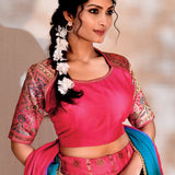 Bright Pink Tissue Silk Lehenga Set