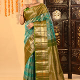 Persian Green Silk Blend Kanjivaram Saree