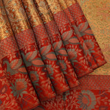 Golden Brocade & Crimson Animal-Motif Kanjivaram Silk Saree