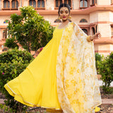 Sunshine Yellow Floral Anarkali Set