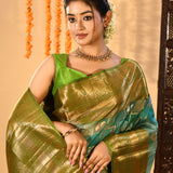 Persian Green Silk Blend Kanjivaram Saree