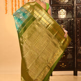 Persian Green Silk Blend Kanjivaram Saree
