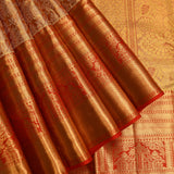 Rich Copper-Gold And Vermilion Red Traditional Kanjivaram Silk Saree