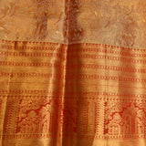 Rich Copper-Gold And Vermilion Red Traditional Kanjivaram Silk Saree