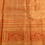 Rich Copper-Gold And Vermilion Red Traditional Kanjivaram Silk Saree