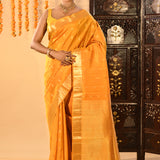 Sunset Yellow With Gold Zari Butti Kanjivaram Silk Saree