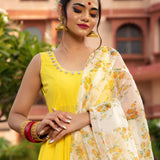 Sunshine Yellow Floral Anarkali Set