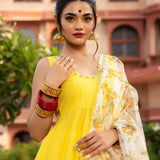 Sunshine Yellow Floral Anarkali Set