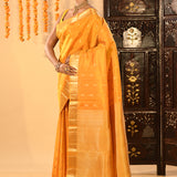 Sunset Yellow With Gold Zari Butti Kanjivaram Silk Saree