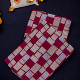 Maroon Banarasi Silk Saree With Checkerboard Weave And Leaf Pallu