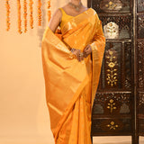 Sunset Yellow With Gold Zari Butti Kanjivaram Silk Saree