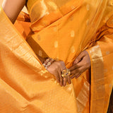 Sunset Yellow With Gold Zari Butti Kanjivaram Silk Saree