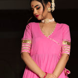 Blossom Pink Wrap Anarkali Set