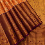 Vibrant Orange & Deep Purple Contrast Kanjivaram Silk Saree
