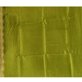 Green Blue Ombre With Golden Floral Print Organza Saree