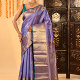Blue Lavender Kanjivaram Silk Saree