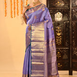 Blue Lavender Kanjivaram Silk Saree