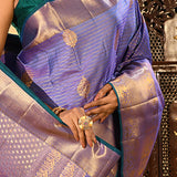 Blue Lavender Kanjivaram Silk Saree
