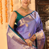 Blue Lavender Kanjivaram Silk Saree