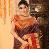 Purple With Gold Zari Striped Kanjivaram Silk Saree
