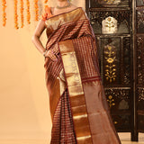 Coffee Brown With All Over Butti Kanjivaram Silk Saree