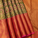 Royal Olive & Pink Kanjivaram Silk Saree