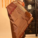 Coffee Brown With All Over Butti Kanjivaram Silk Saree
