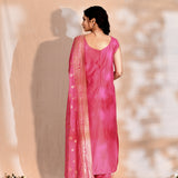 Bright Pink Tissue Silk Banarasi Kurta Set