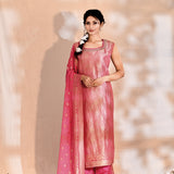 Bright Pink Tissue Silk Banarasi Kurta Set