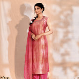 Bright Pink Tissue Silk Banarasi Kurta Set